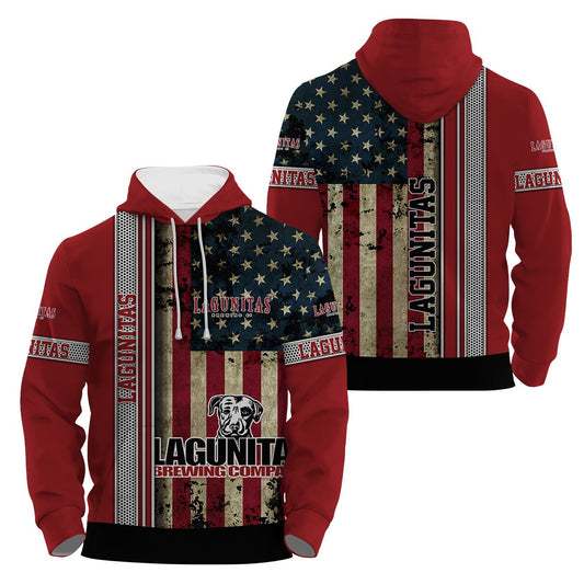 Lagunitas Stainless Steel American Flag Hoodie & Zip Hoodie - Flexiquor.com