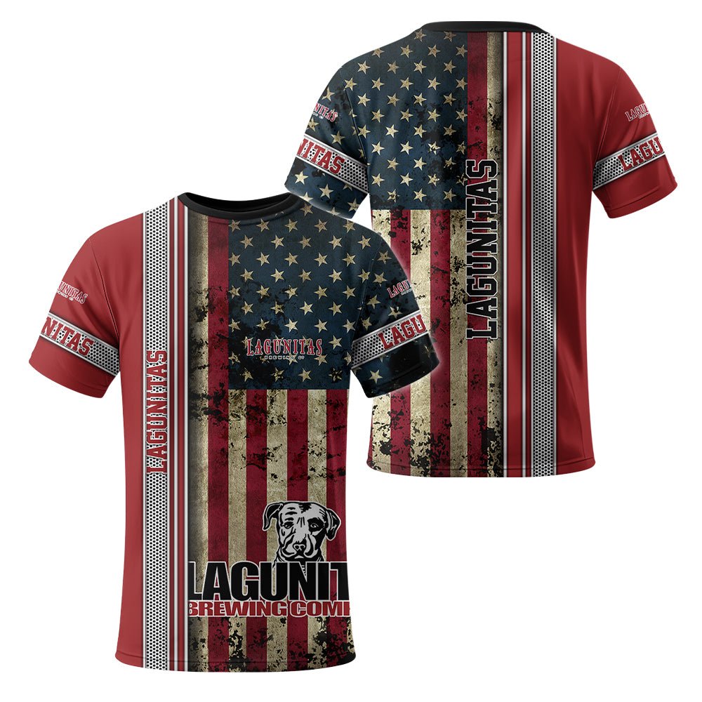 Lagunitas Stainless Steel American Flag T-Shirt - Flexiquor.com