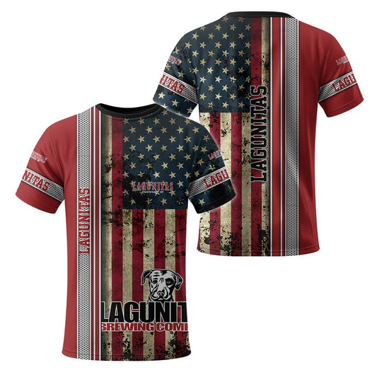 Lagunitas Stainless Steel American Flag T-Shirt - Flexiquor.com