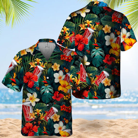 Budweiser Tropical Summer Flower Hawaiian Shirt