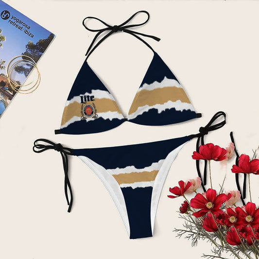 Torn Paper Miller Lite Triangle Bikini - Flexiquor.com