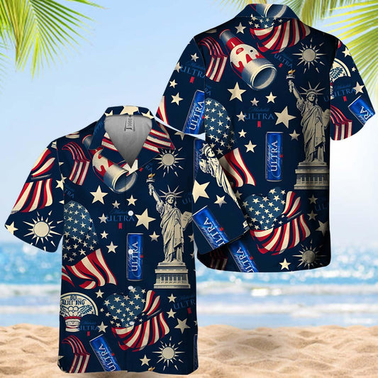 Michelob Ultra Liberties Vintage Flag Hawaiian Shirt