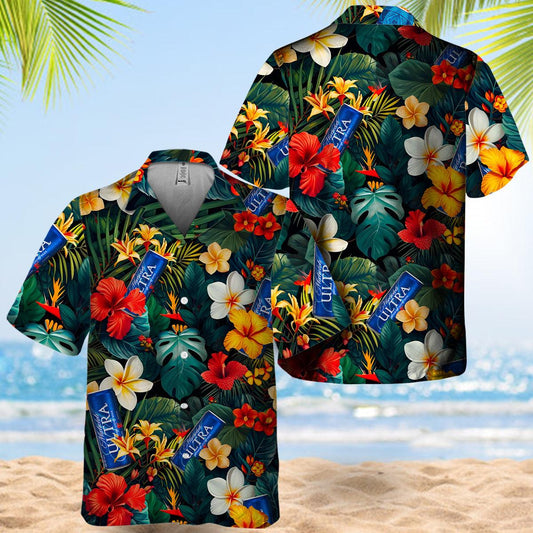 Michelob Ultra Tropical Summer Flower Hawaiian Shirt