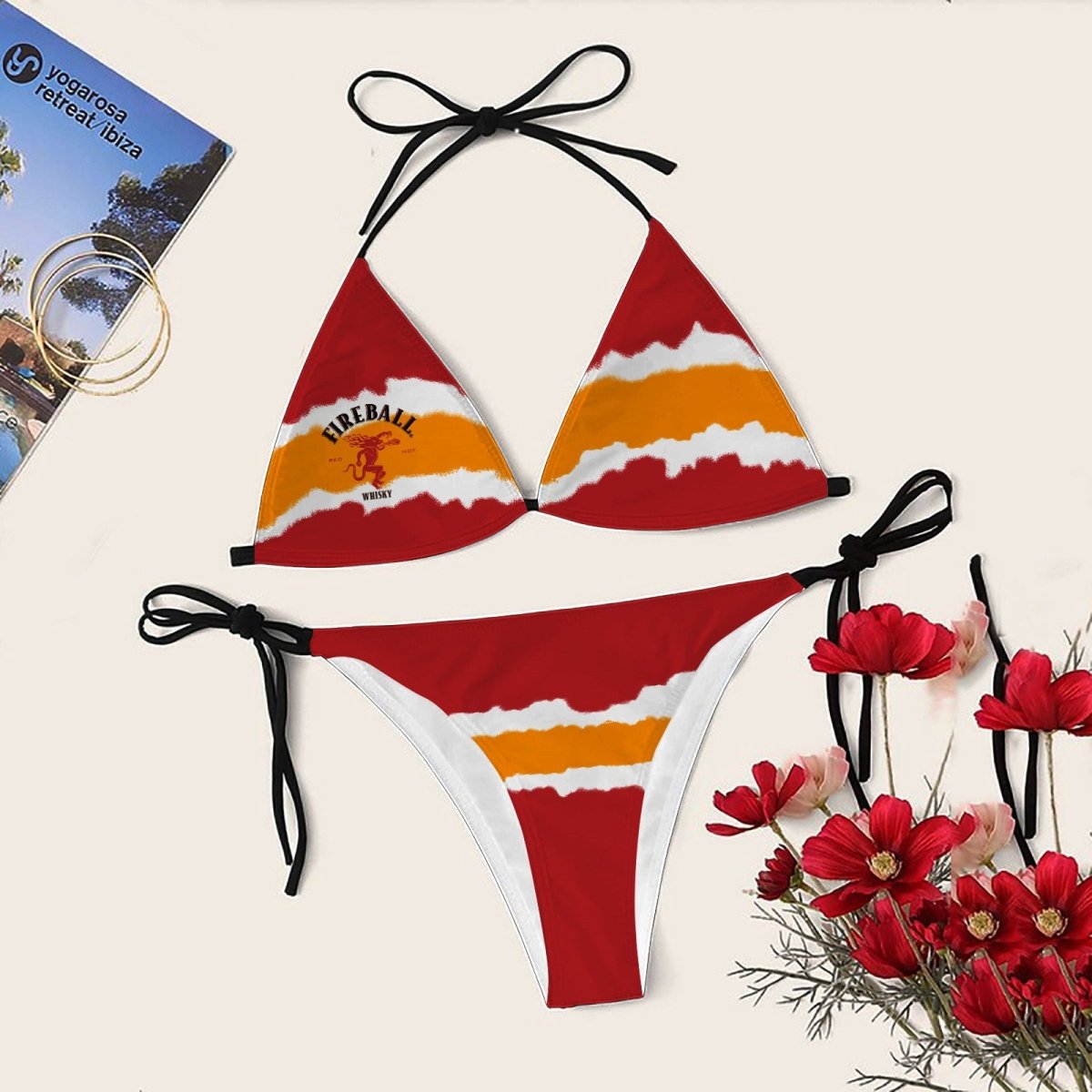 Torn Paper Fireball Triangle Bikini - Flexiquor.com