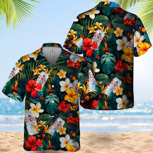 Coors Light Tropical Summer Flower Hawaiian Shirt