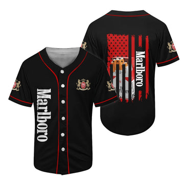 Marlboro American Flag Baseball Jersey - Flexiquor.com