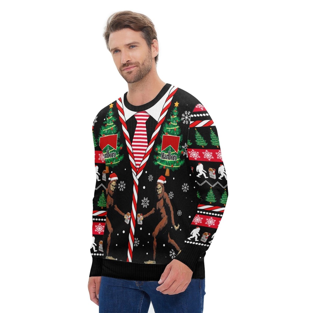 Marlboro Christmas Bigfoot Ugly Sweater - Flexiquor.com