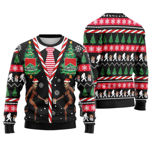 Marlboro Christmas Bigfoot Ugly Sweater - Flexiquor.com