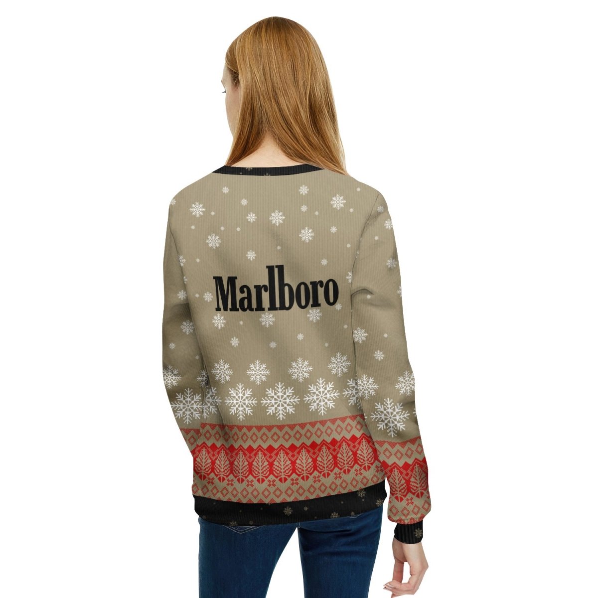 Marlboro Christmas Snowing Reindeer Ugly Sweater - Flexiquor.com