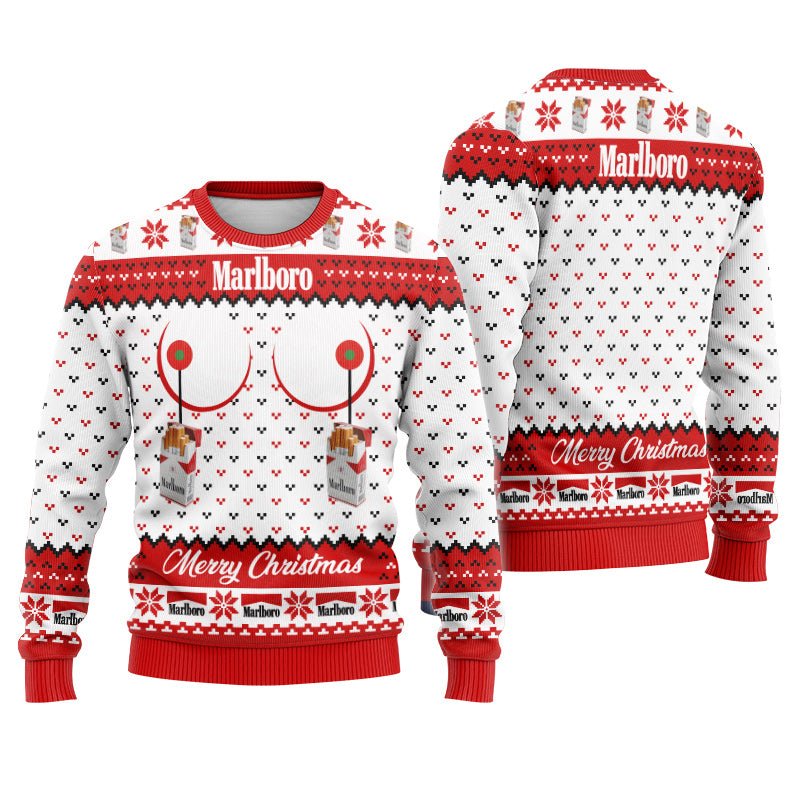 Marlboro Merry Christmas Ugly Sweater - Flexiquor.com