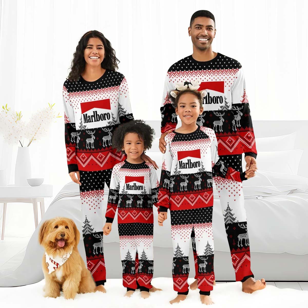 Marlboro Winter Reindeer Family Pajamas Set - Flexiquor.com