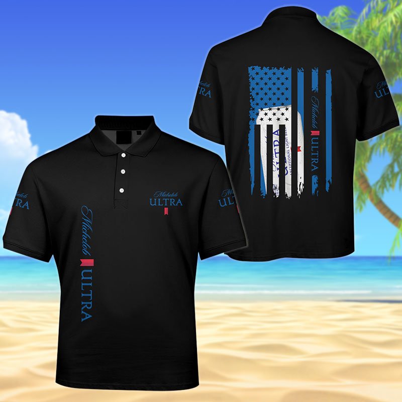 Michelob Ultra American Flag Men's Plus Size Polo Shirt - Flexiquor.com