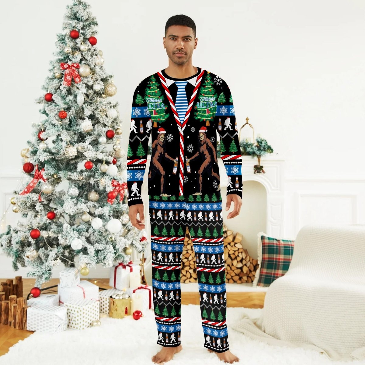 Michelob Ultra Christmas Bigfoot Family Pajamas Set - Flexiquor.com