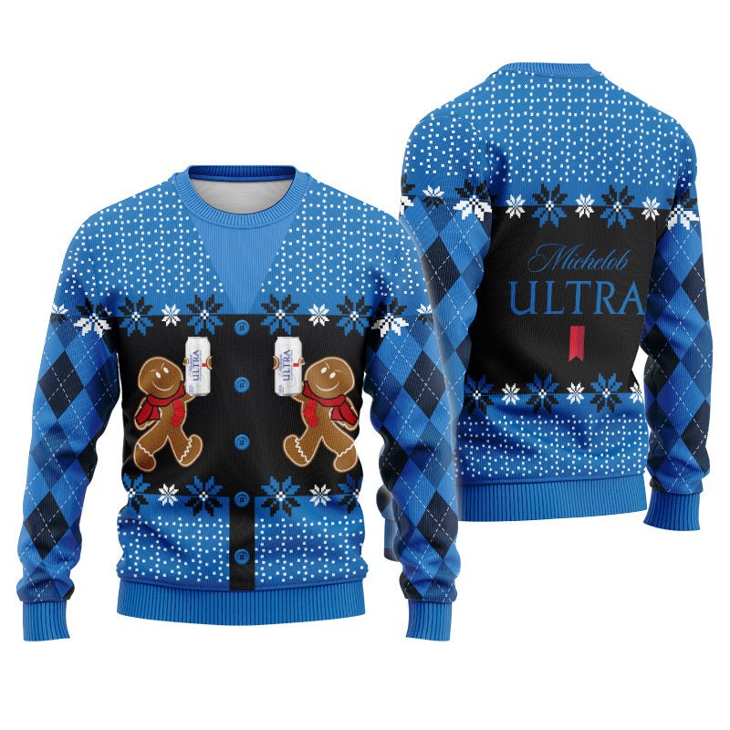 Michelob Ultra Christmas Gingerbread Ugly Sweater - Flexiquor.com