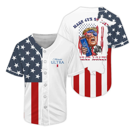 Michelob Ultra Donald Trump Independence Day Baseball Jersey - Flexiquor.com