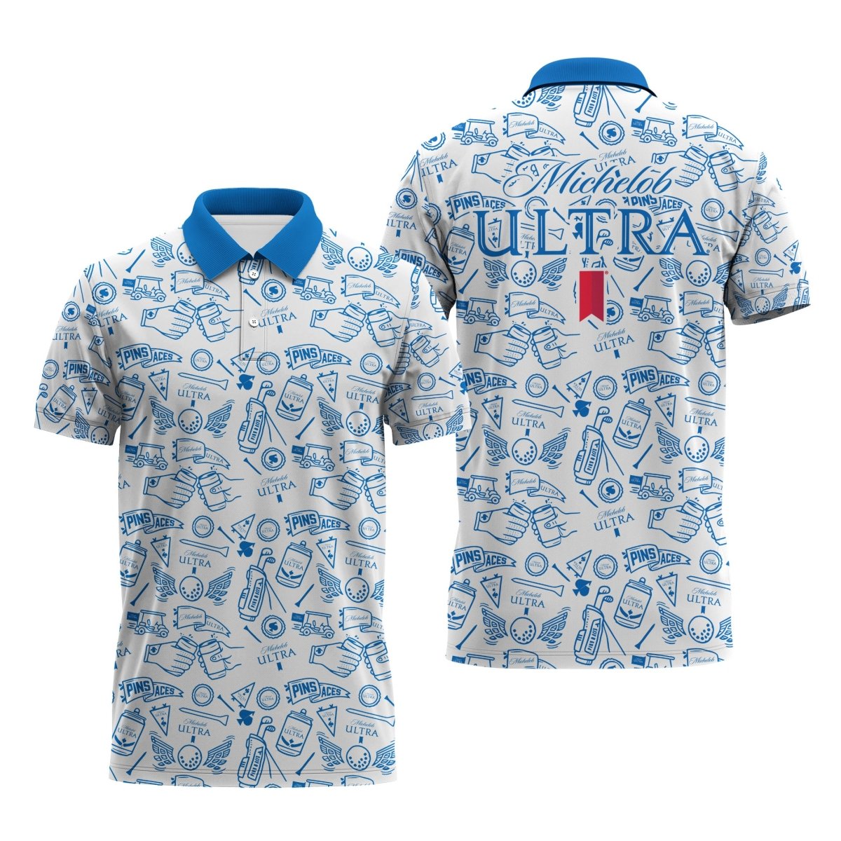 Michelob Ultra Doodle Art Polo Shirt - Flexiquor.com