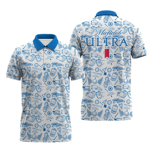Michelob Ultra Doodle Art Polo Shirt - Flexiquor.com