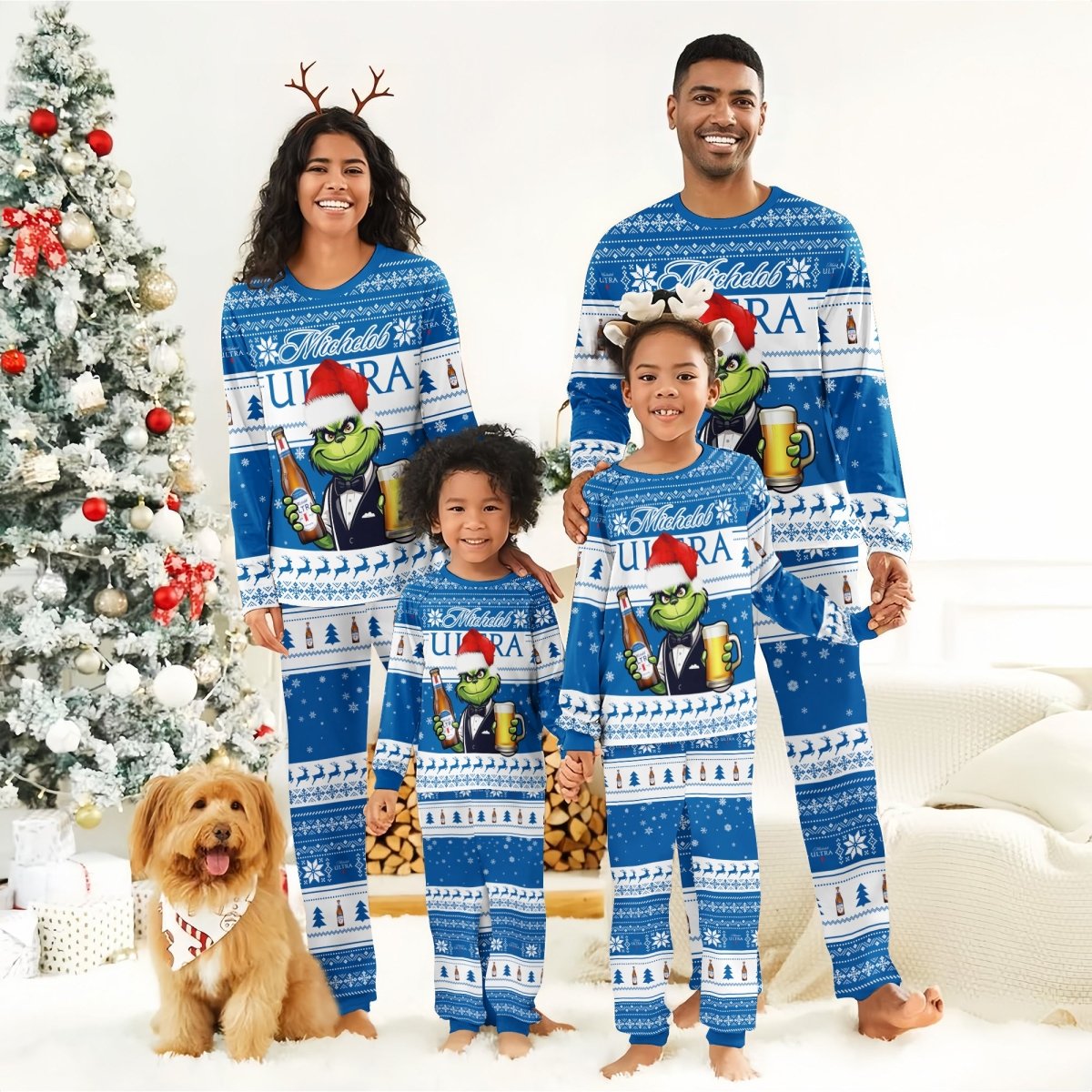 Michelob Ultra Grinch Christmas Family Pajamas Set - Flexiquor.com