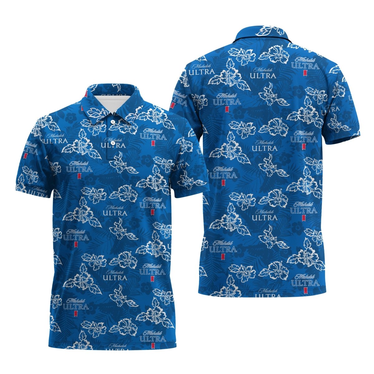 Michelob Ultra Hibiscus Flower Polo Shirt - Flexiquor.com