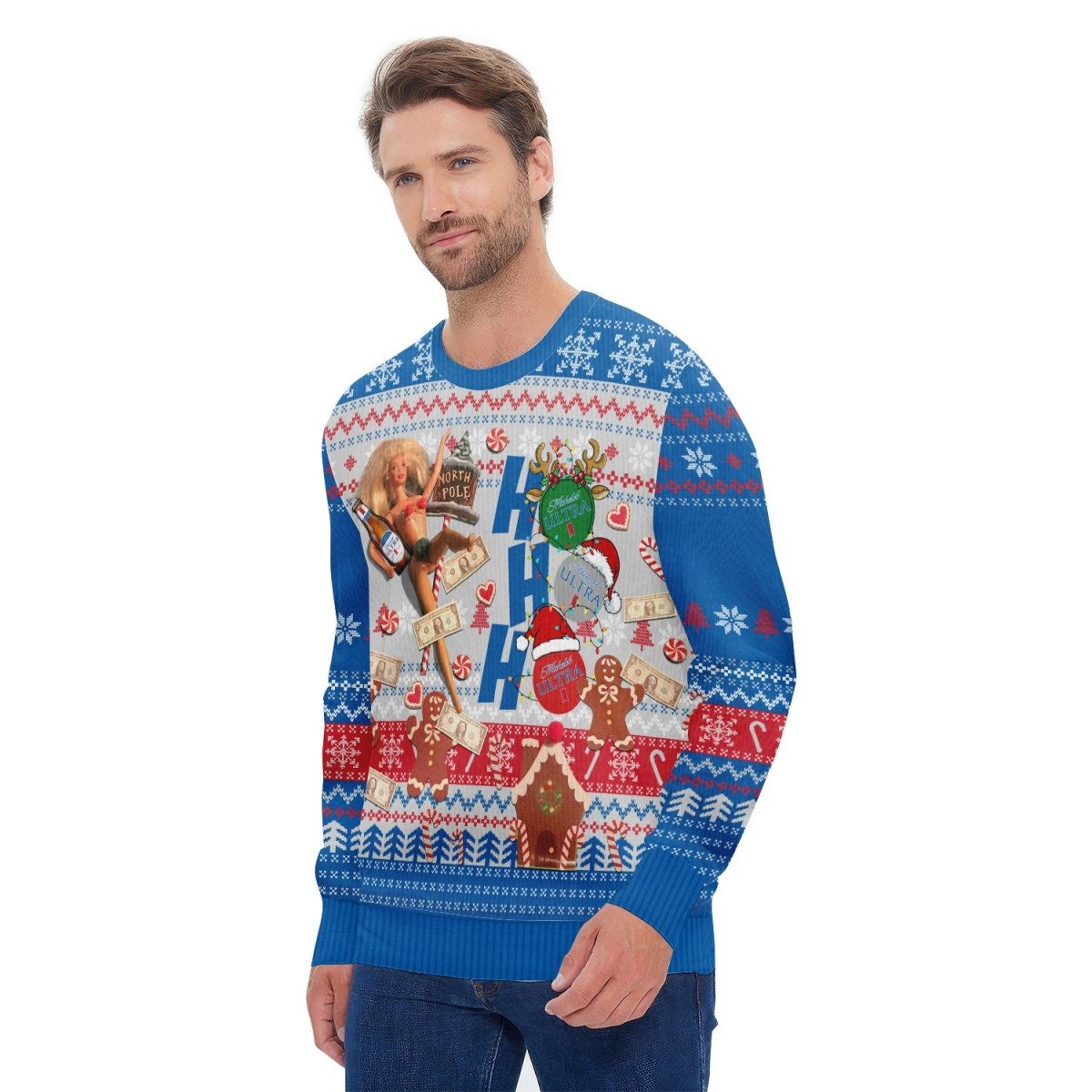 Michelob Ultra HoHoHo Christmas Ugly Sweater - Flexiquor.com