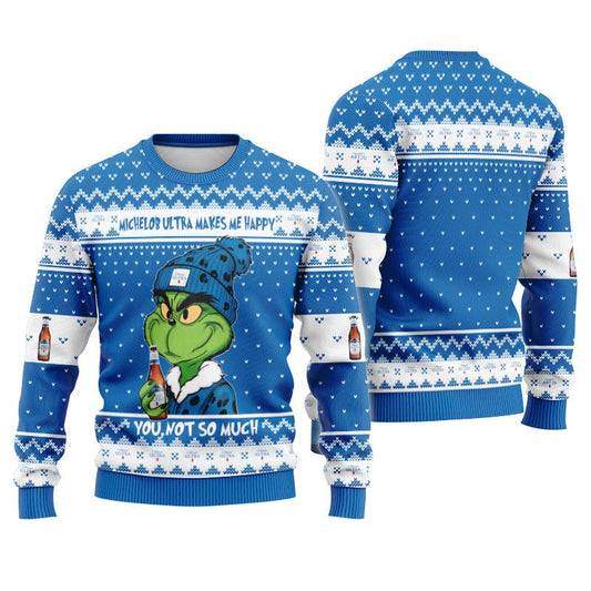 Michelob Ultra Make Grinch Happy Ugly Sweater - Flexiquor.com