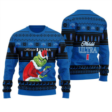 Michelob Ultra Santa Grinch Ugly Sweater - Flexiquor.com