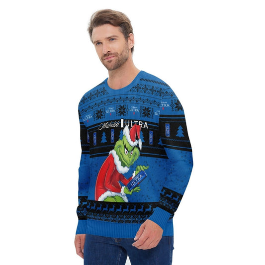 Michelob Ultra Santa Grinch Ugly Sweater - Flexiquor.com