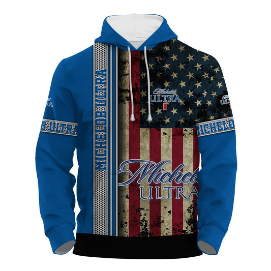 Michelob Ultra Stainless Steel American Flag Hoodie & Zip Hoodie - Flexiquor.com