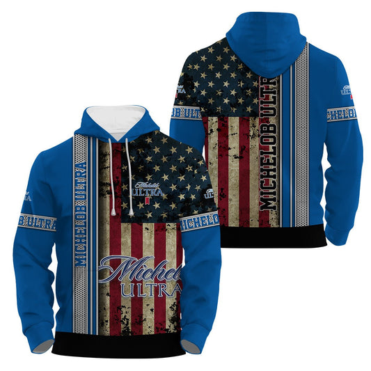 Michelob Ultra Stainless Steel American Flag Hoodie & Zip Hoodie - Flexiquor.com