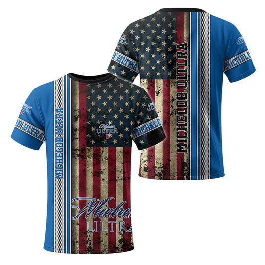 Michelob Ultra Stainless Steel American Flag T-Shirt - Flexiquor.com