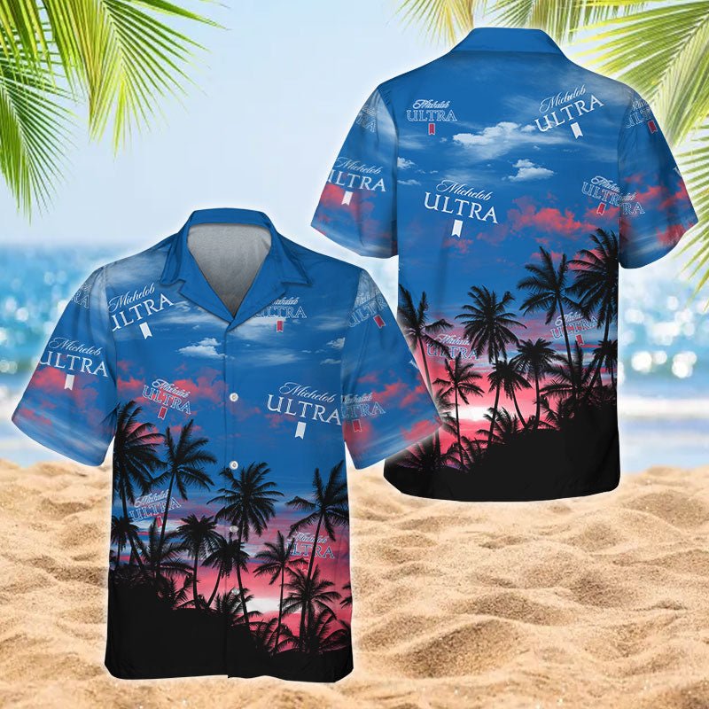 Michelob Ultra Sunset Men's Plus Size Hawaiian Shirt - Flexiquor.com