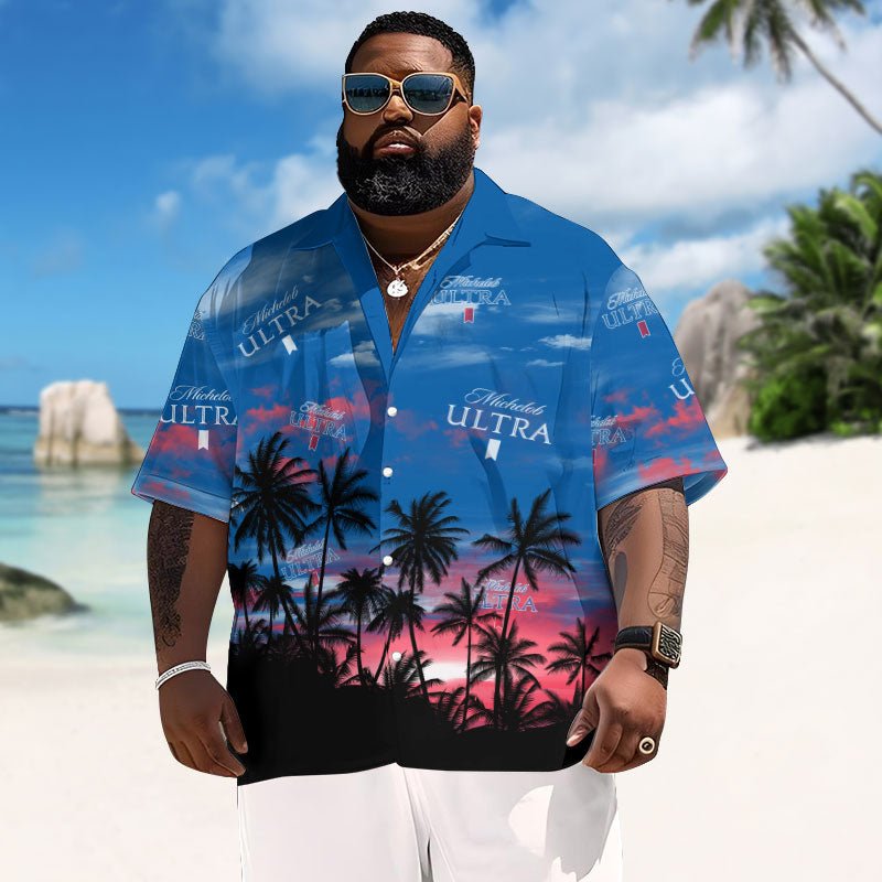 Michelob Ultra Sunset Men's Plus Size Hawaiian Shirt - Flexiquor.com