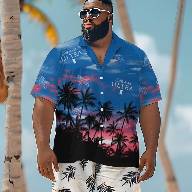 Michelob Ultra Sunset Men's Plus Size Hawaiian Shirt - Flexiquor.com