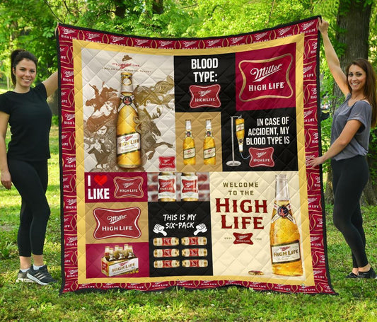 Miller High Life Blood Type Flannel Blanket