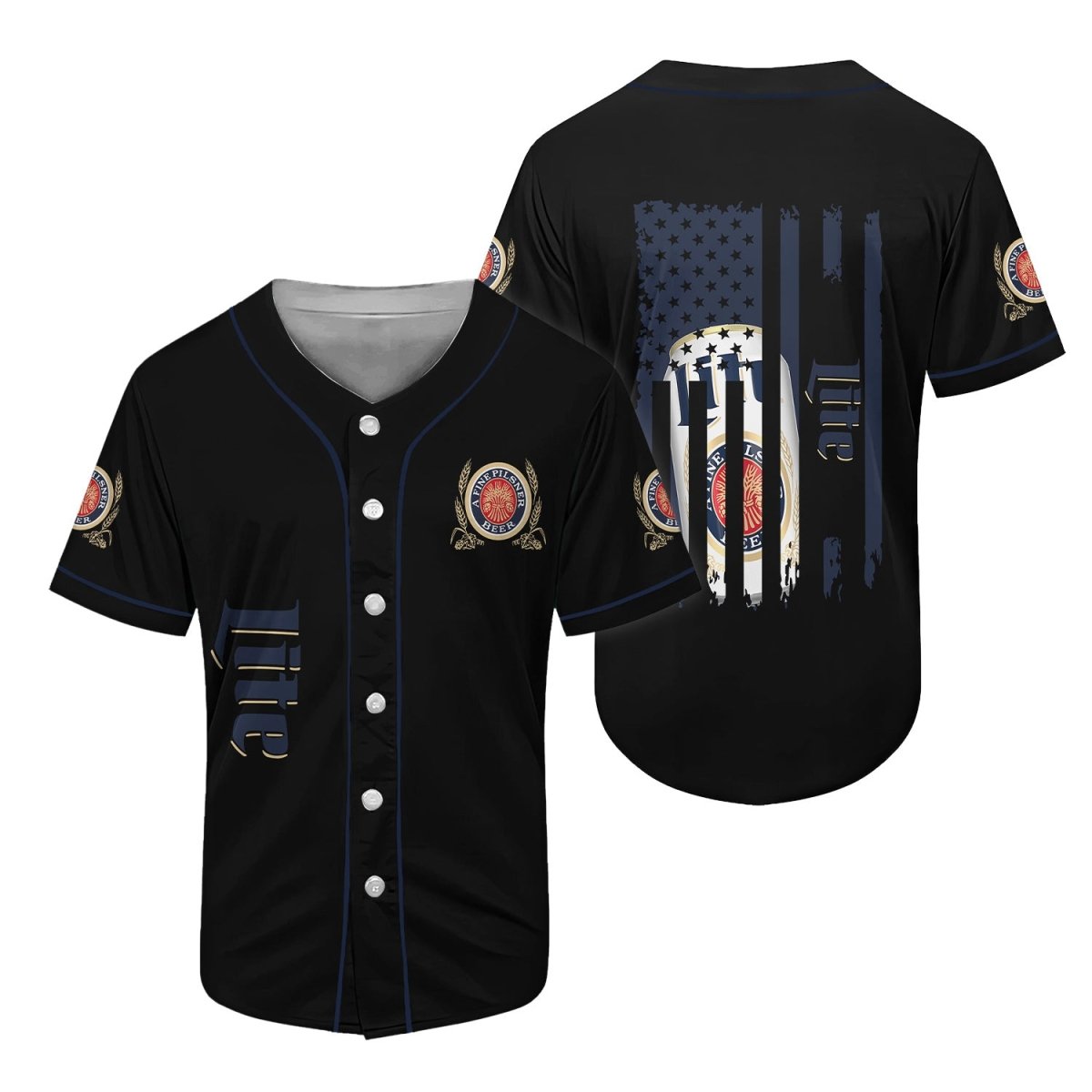 Miller Lite American Flag Baseball Jersey - Flexiquor.com