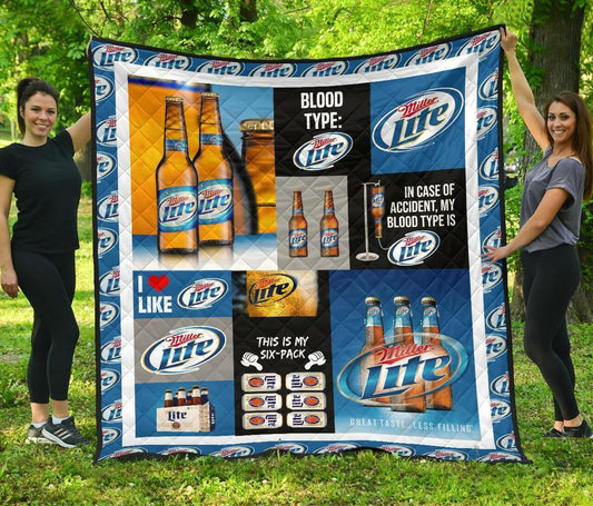 Miller Lite Blood Type Flannel Blanket