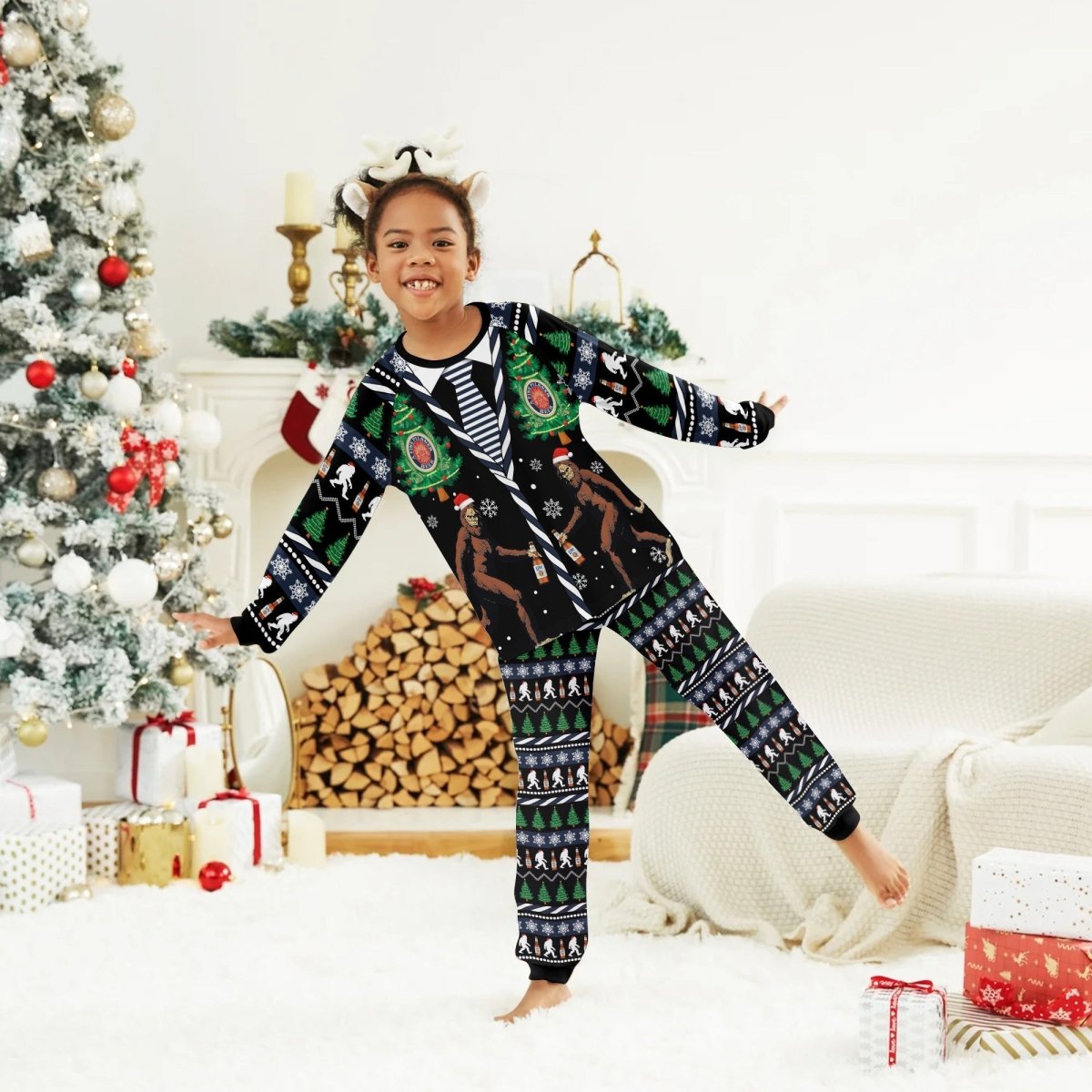 Miller Lite Christmas Bigfoot Family Pajamas Set - Flexiquor.com