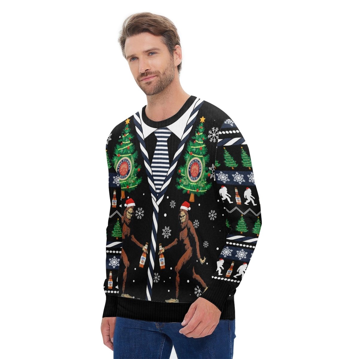 Miller Lite Christmas Bigfoot Ugly Sweater - Flexiquor.com