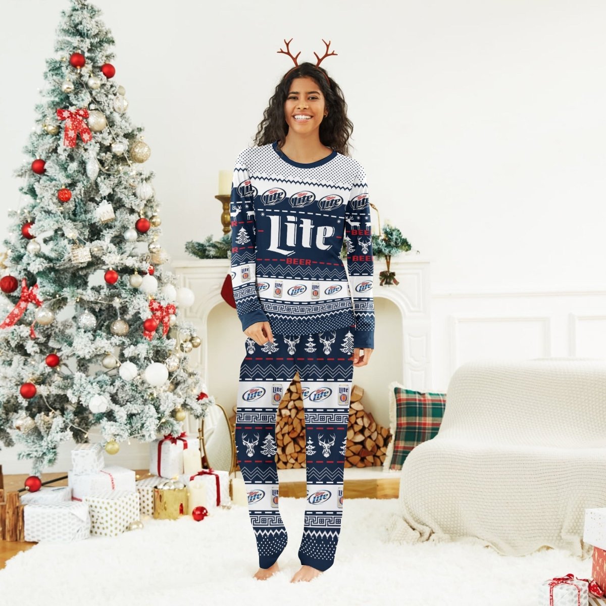 Miller Lite Christmas Family Pajamas Set - Flexiquor.com