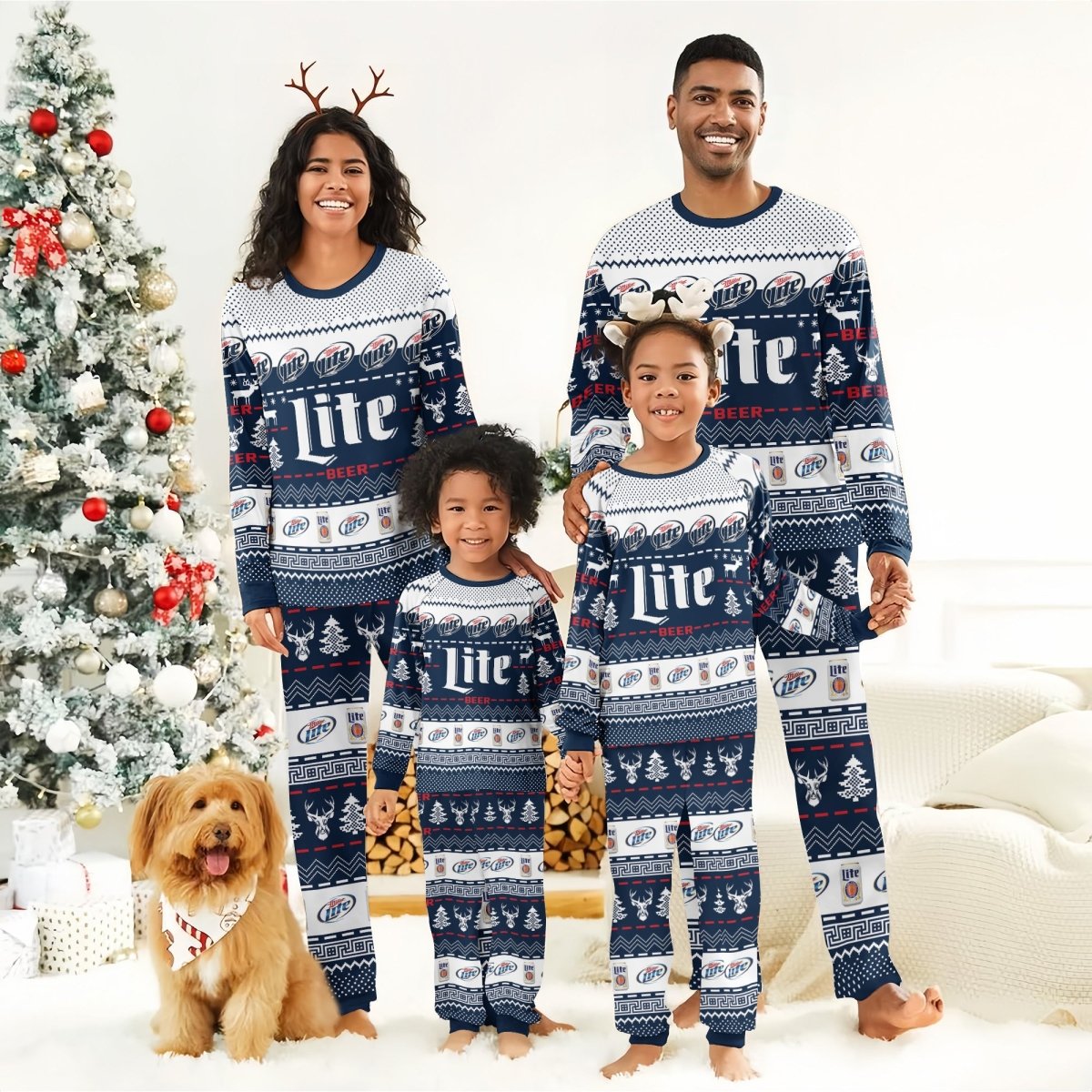 Miller Lite Christmas Family Pajamas Set - Flexiquor.com