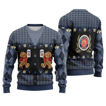 Miller Lite Christmas Gingerbread Ugly Sweater - Flexiquor.com