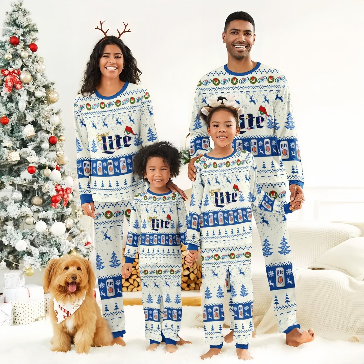 Miller Lite Christmas Reindeer Family Pajamas Set - Flexiquor.com