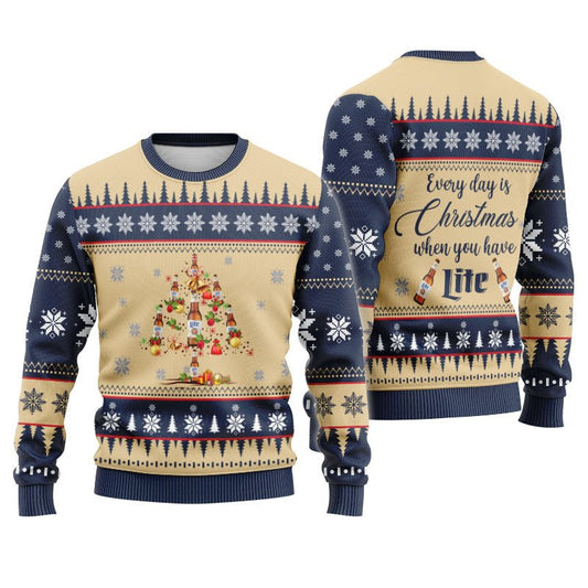 Miller Lite Christmas Tree Ugly Sweater - Flexiquor.com