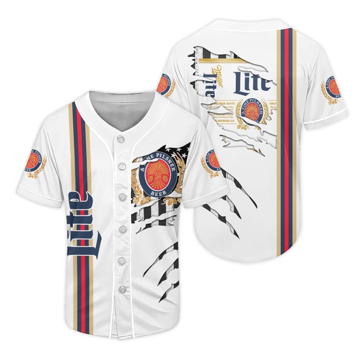 Miller Lite Claw Scratches Baseball Jersey - Flexiquor.com