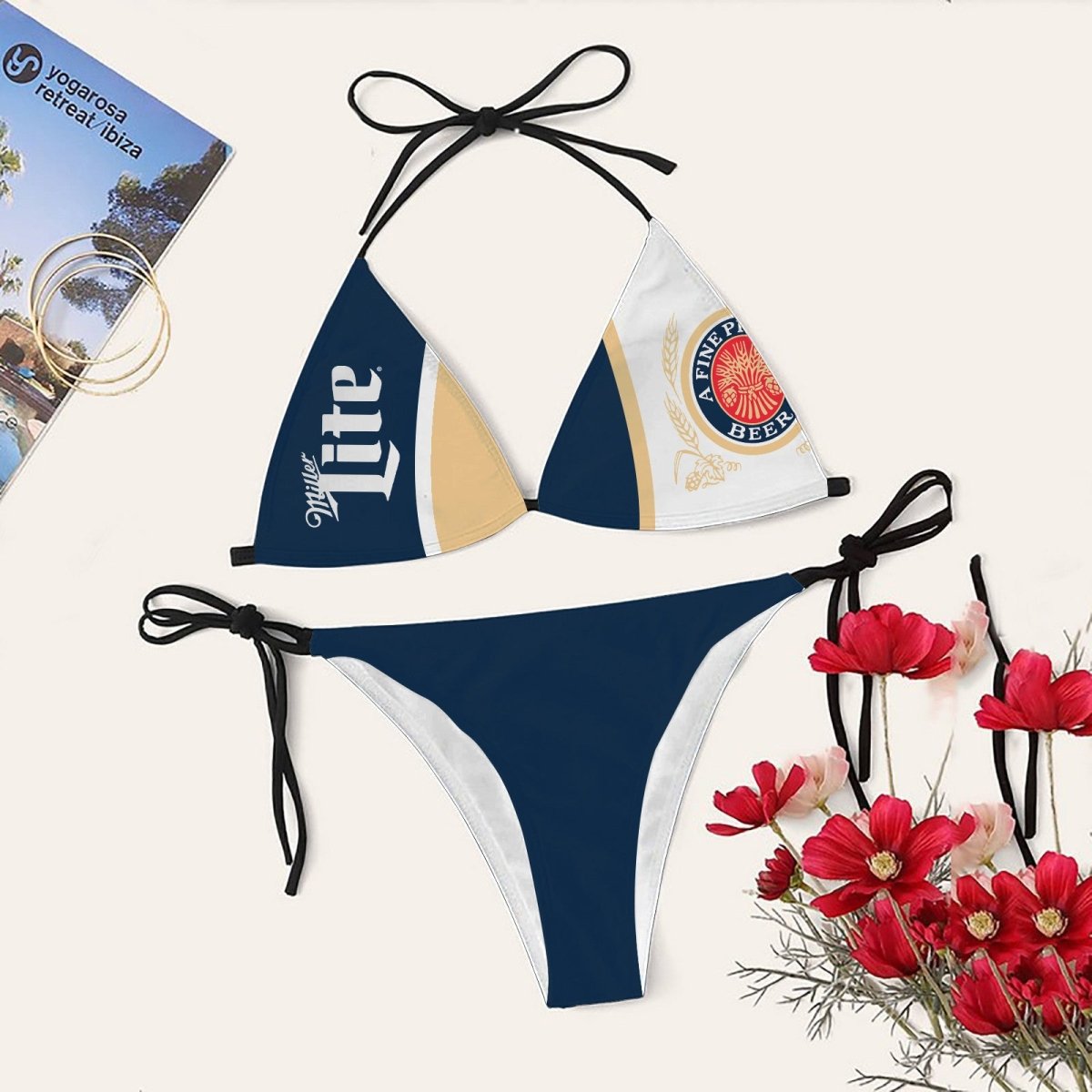 Miller Lite Colorblock Triangle Bikini - Flexiquor.com
