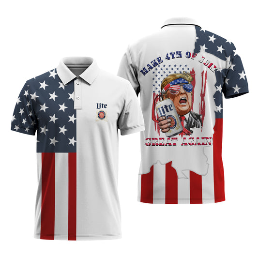 Miller Lite Donald Trump Independence Day Polo Shirt