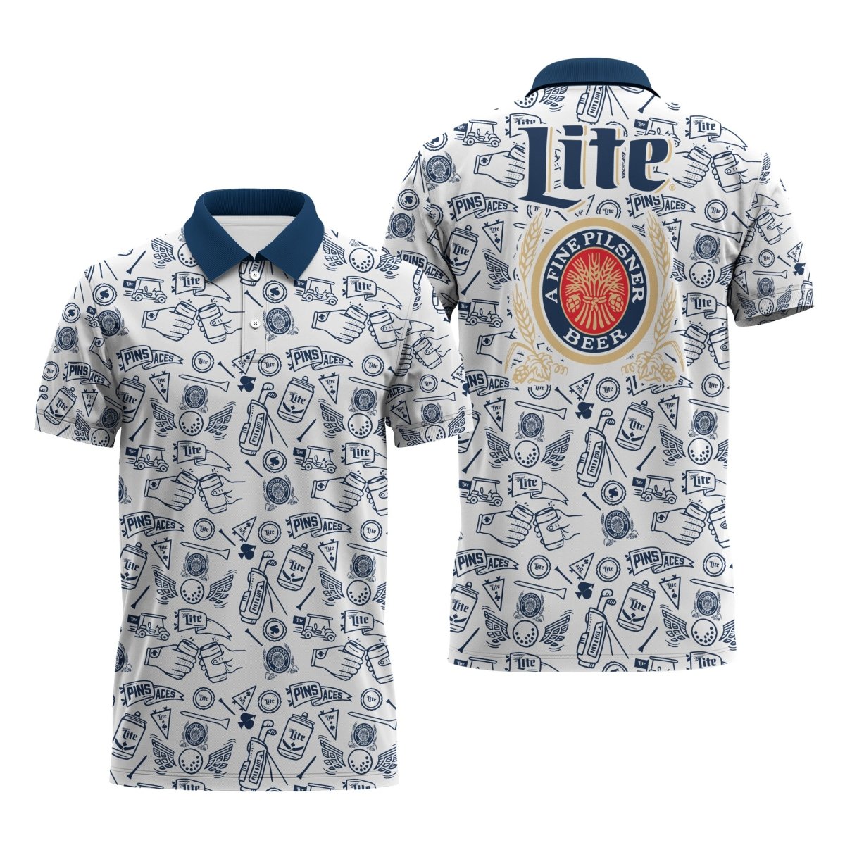 Miller Lite Doodle Art Polo Shirt - Flexiquor.com