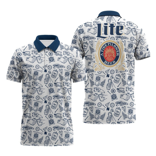 Miller Lite Doodle Art Polo Shirt - Flexiquor.com