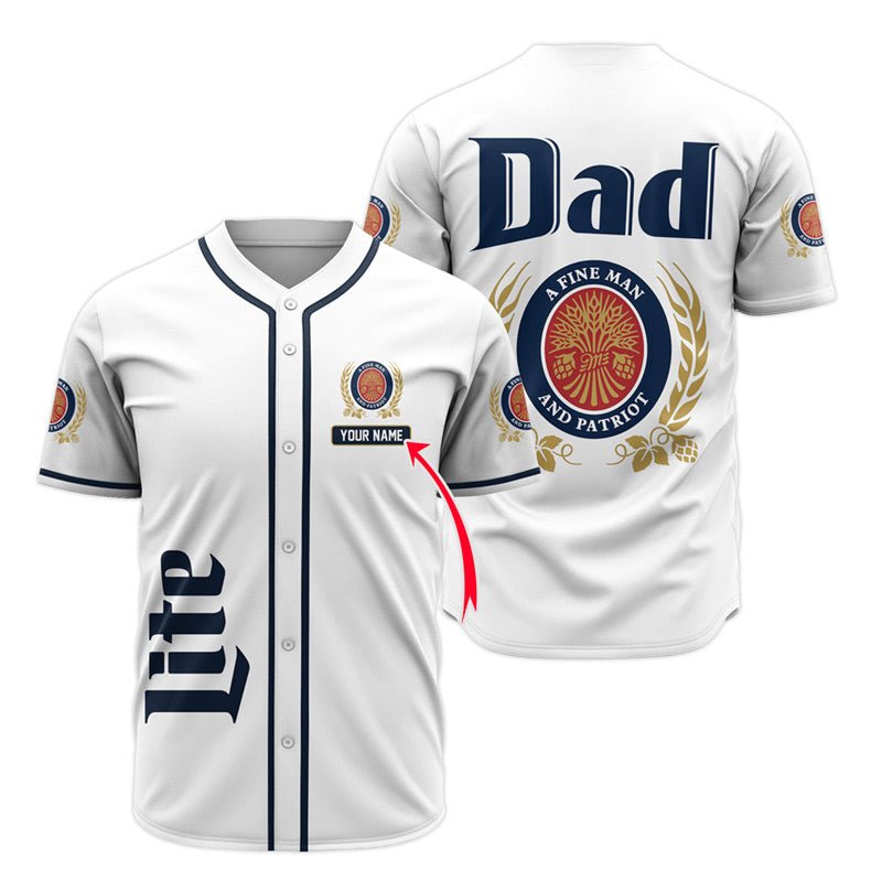 Personalized Miller Lite Happy Father's Day Baseball Jersey - Flexiquor.com