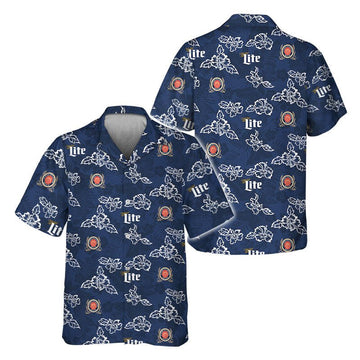 Miller Lite Hibiscus Flower Hawaiian Shirt - Flexiquor.com